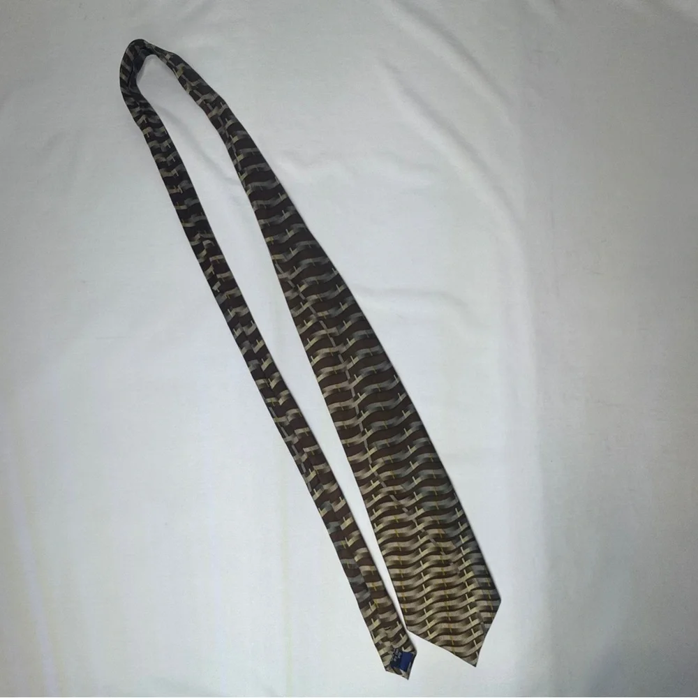 Carlos Devenezia Brown and Gold Vintage Silk Tie